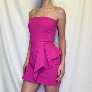 Hot pink strapless mini dress